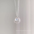 Shangjie OEM kalung High quality Girls Fashion 925 Silver Necklace Moon Stone Necklace Zircon Moon Pendant Necklace Jewelry